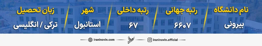 جدول رنکینگ دانشگاه بیرونی ترکیه